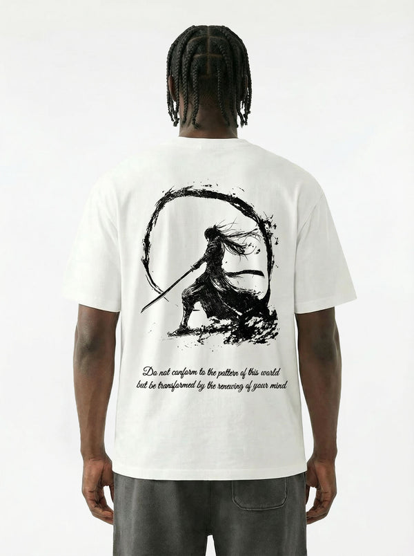 NESW Sword & Spirit Tee in White, back view