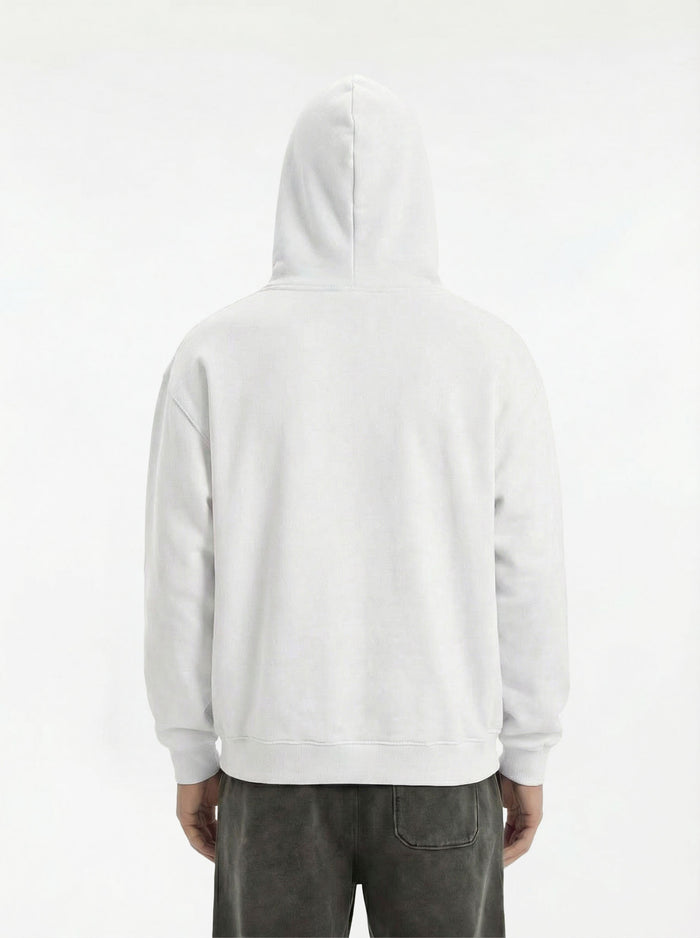 NESW Heavy Core Hoodie in White, back view